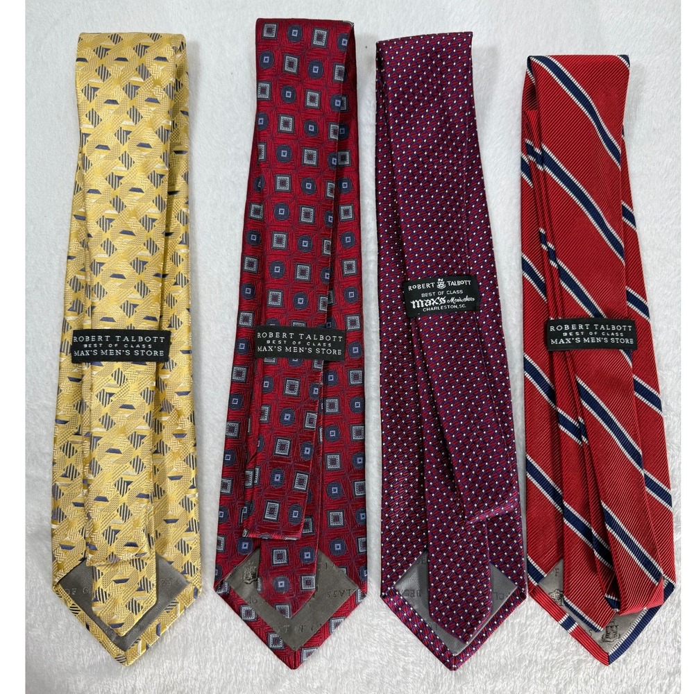 Robert Talbott Best of Class Silk Tie Lot of 4 Striped Geometric Red Gold USA